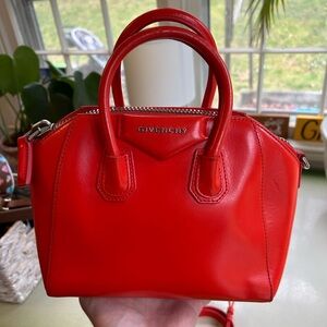 Givenchy Antigona Red Medium Leather Satchel Bag